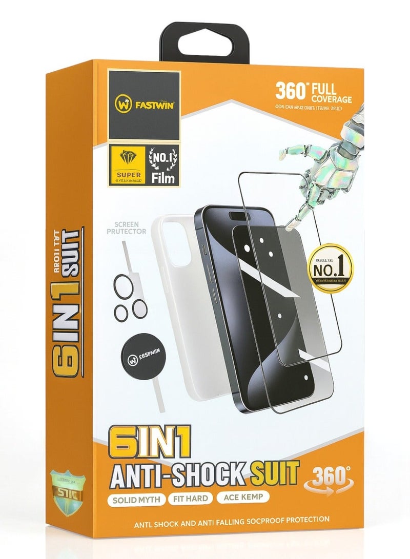 FASTWIN Full protection package for iPhone 14, a protective case made of high-quality materials, high-definition screen protection, camera lens protector, phone back protector, maximum protection against scratches and breakage - Image 1
