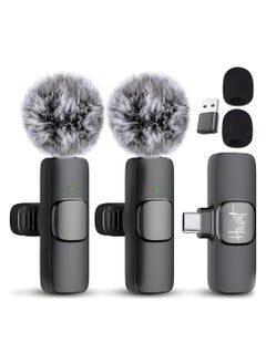 Wireless Microphone for iPhone and Android Compatible with Samsung S24 and iPhone 15 Series Wireless Lavalier Microphone for Android USB C Microphone for Video Recording Vlogging 2 in 1