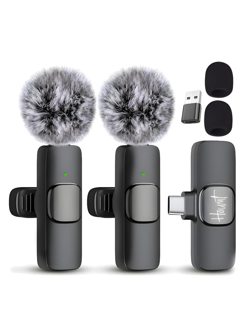 Houmt - Wireless Microphone for iPhone and Android Compatible with Samsung S24 and iPhone 15 Series Wireless Lavalier Microphone for Android USB C Microphone for Video Recording Vlogging 2 in 1 - Image 1