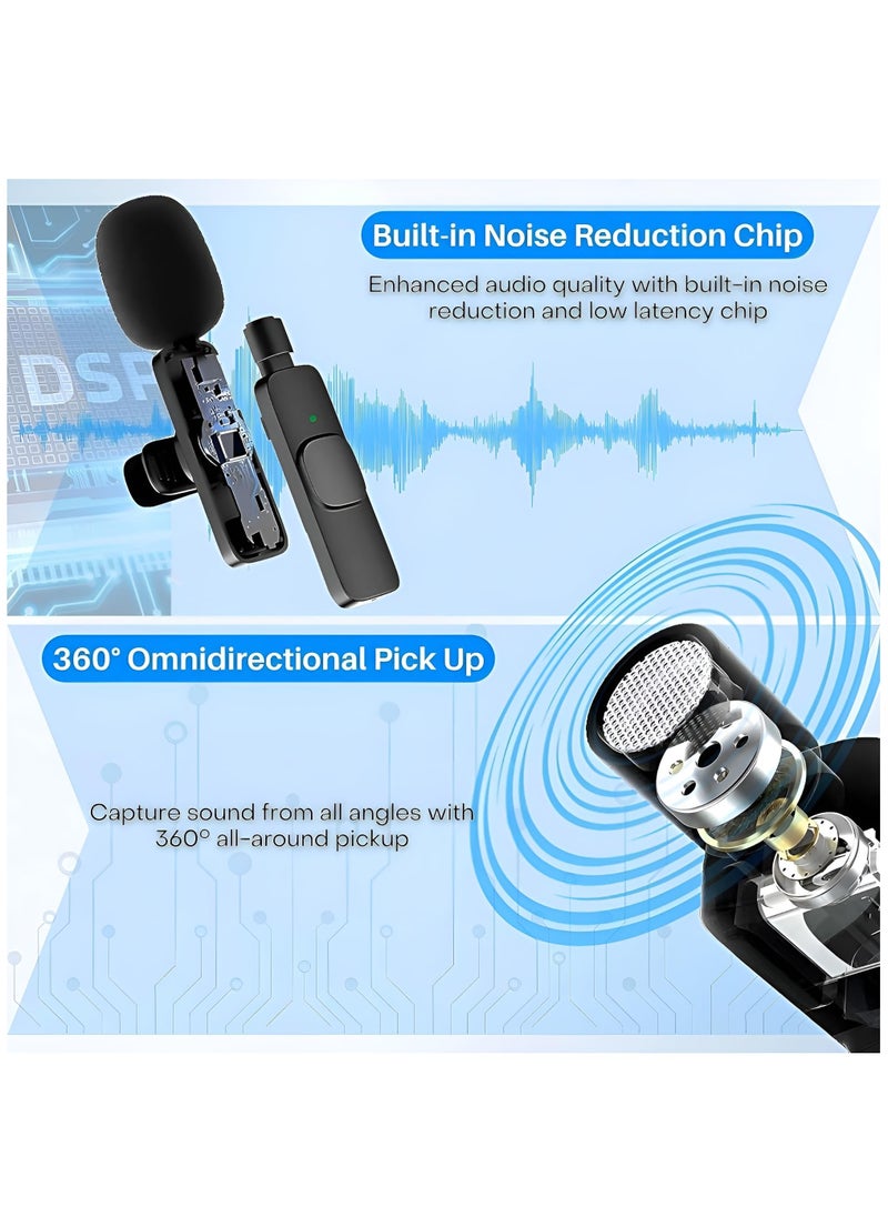 Houmt - Wireless Microphone for iPhone and Android Compatible with Samsung S24 and iPhone 15 Series Wireless Lavalier Microphone for Android USB C Microphone for Video Recording Vlogging 2 in 1 - Image 1