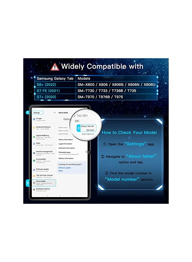JETech Screen Protector for Samsung Galaxy Tab S8 Plus 2022 / Tab S7 FE 2021 / Tab S7 Plus 2020 12.4-Inch with Easy Installation Frame, Tempered Glass Film, HD Clear, 2-Pack - Image 4