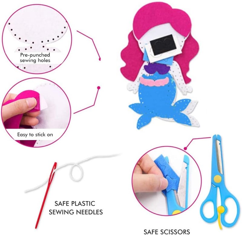 Set of 8 pieces of felt handicrafts for boys, craft and sewing set for girls and boys, felt sewing set for beginners for - Image 3