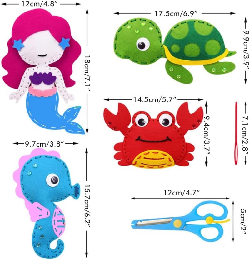 Set of 8 pieces of felt handicrafts for boys, craft and sewing set for girls and boys, felt sewing set for beginners for - Image 2