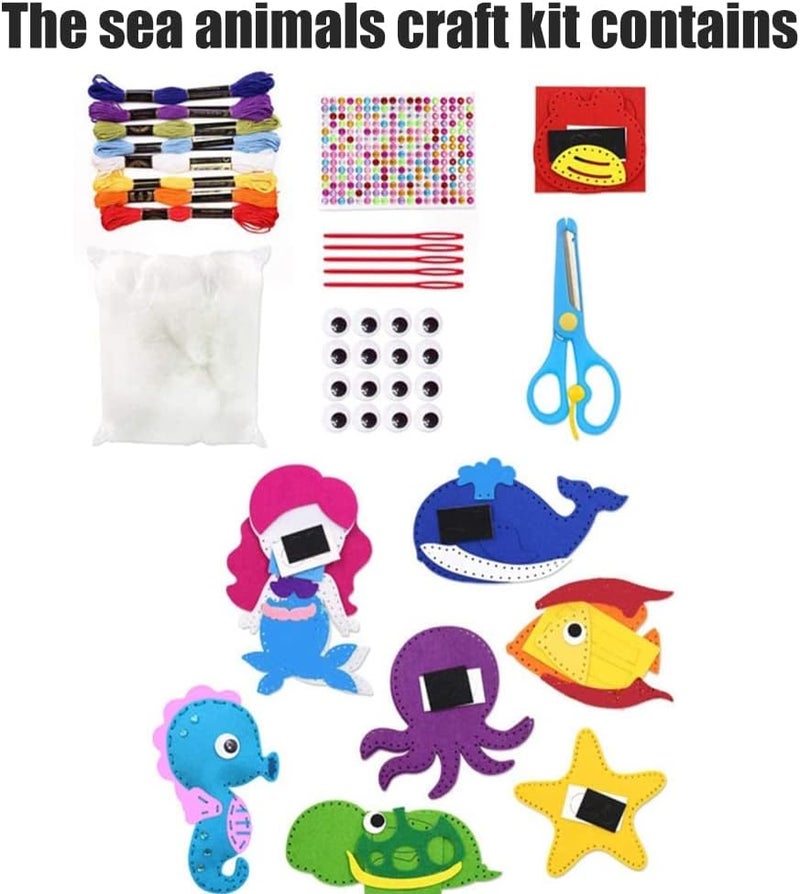 Set of 8 pieces of felt handicrafts for boys, craft and sewing set for girls and boys, felt sewing set for beginners for - Image 4