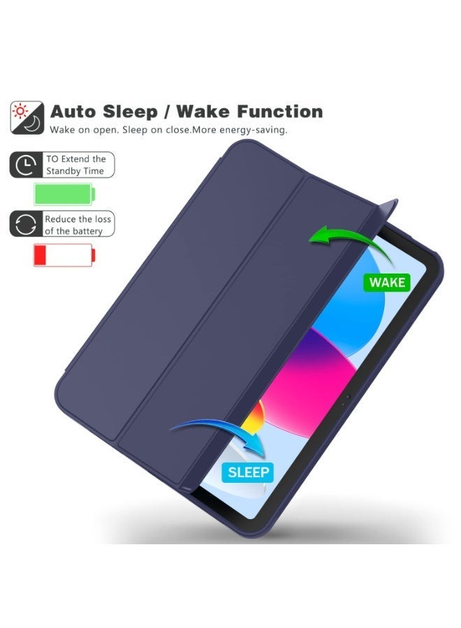 لينوفو تاب P12.7 بوصة 2023 حالة الهاتف المحمول ، استيقظ تلقائي / النوم ، والشعور بالراحة الجلد ، رقيقة جدا ثلاثة أضعاف قوس الغطاء الواقي ، لينة تبو الغطاء الخلفي ، أزرق داكن - Image 3