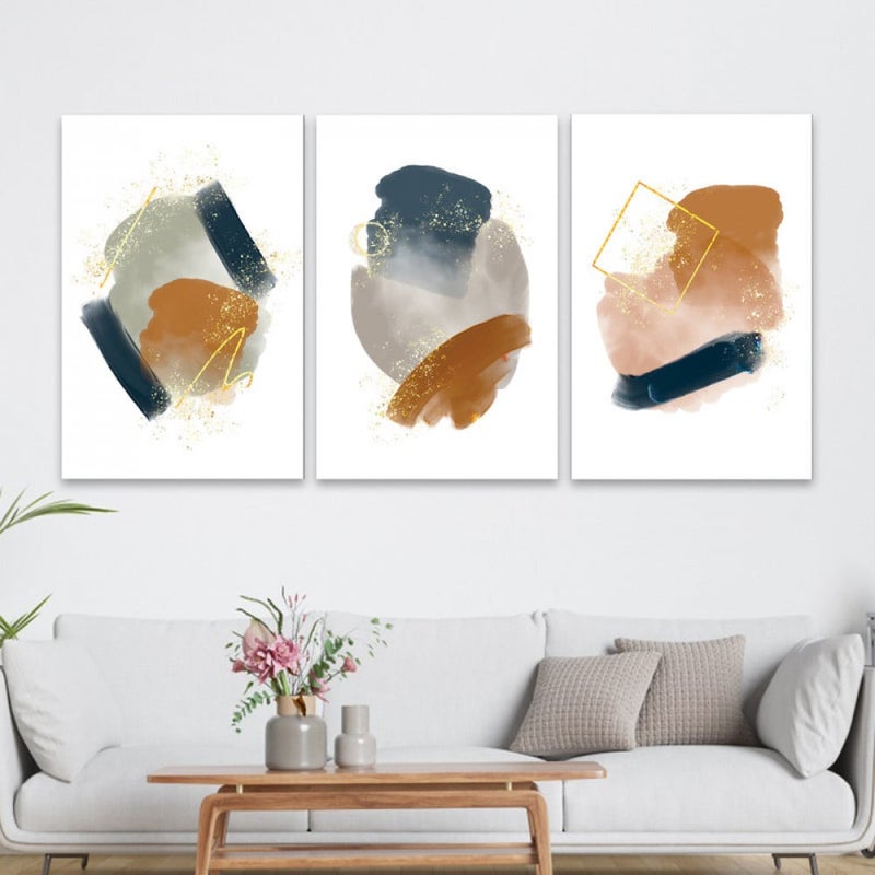 ماركتنا ثلاث لوحات قماشية فخمة بتصميم مودرن مع برواز مجوف مقاس (150×70) ثلاث قطع - Image 1