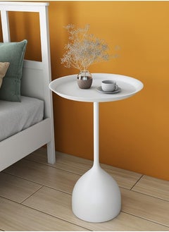VUCATIN Round Coffee Table Modern Bedside Table Sofa Side Table End Table for Living Room Bedroom Office (White)  - Image 5