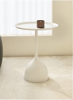 VUCATIN Round Coffee Table Modern Bedside Table Sofa Side Table End Table for Living Room Bedroom Office (White)  - Image 1