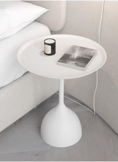 VUCATIN Round Coffee Table Modern Bedside Table Sofa Side Table End Table for Living Room Bedroom Office (White)  - Image 3