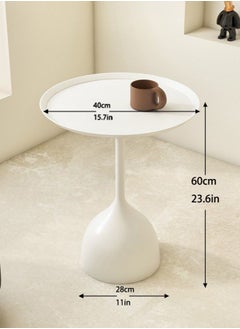 VUCATIN Round Coffee Table Modern Bedside Table Sofa Side Table End Table for Living Room Bedroom Office (White)  - Image 2
