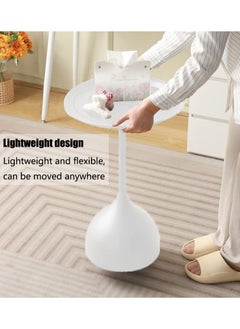 VUCATIN Round Coffee Table Modern Bedside Table Sofa Side Table End Table for Living Room Bedroom Office (White)  - Image 4