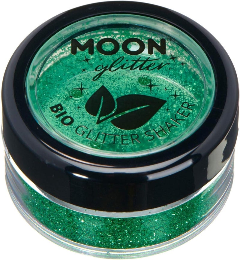 Biodegradable Eco Glitter Shakers by Moon Glitter Green Cosmetic Bio Festival Makeup Glitter for Face Body Nails Hair Lips 5g