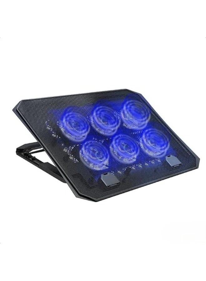 قاعدة تبريد لابتوب C6000 مع مروحة قوية وإضاءة كراش - Image 2