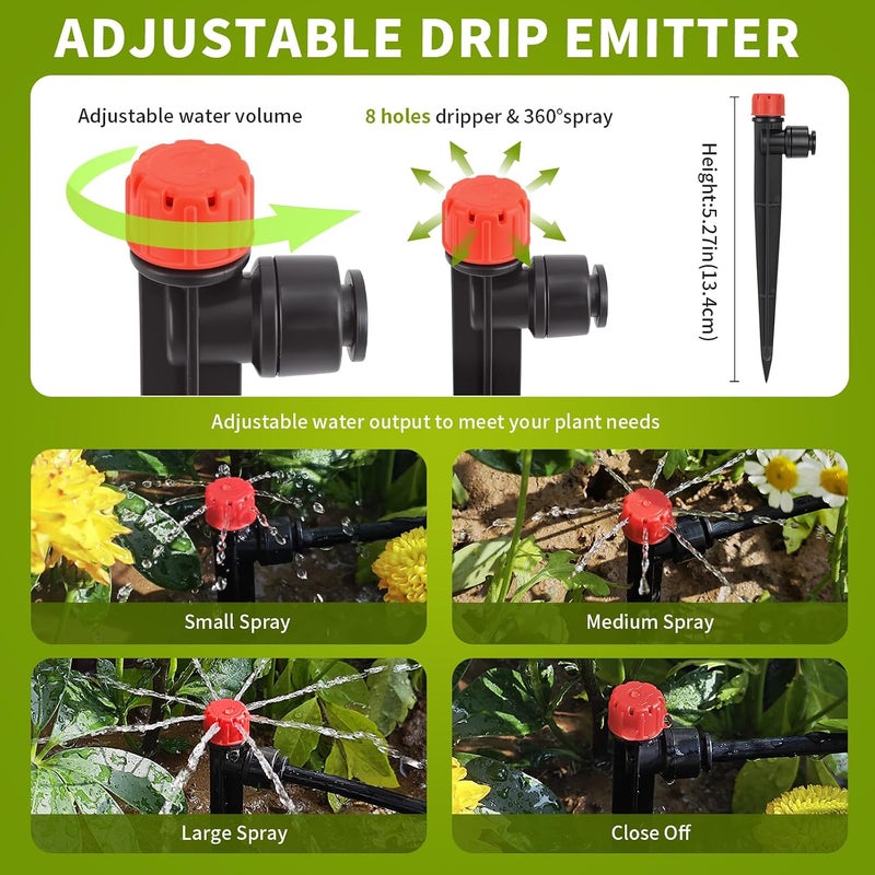 Hakioi 30 Pcs Push-to-Fit Drip Emitters for 1/4 inch Drip Irrigation Tubing,Adjustable 360 Degree Water Flow Drip Irrigation Emitters Irrigation Drip Heads Irrigation Drippers for Garden Flower Plant - Image 3