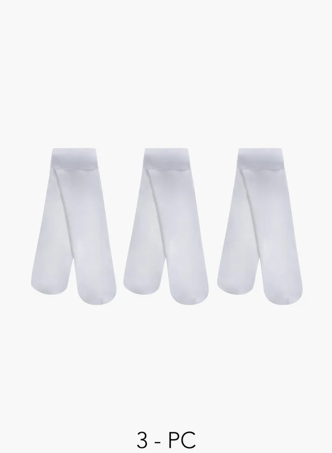 جونيورز Solid Closed Feet Tights - Set of 3