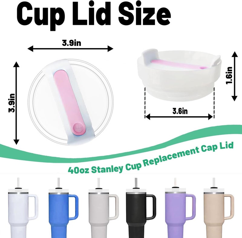 Fabenyok 40 OZ Tumbler Lid Replacement Fit for Stanley Cup, 2 Pack Clear Replacement Lids Fit for Stanley Travel Tumbler, Spill Proof Tumbler Covers for Stanley Cup Accessories (Clear - Pink) - Image 2