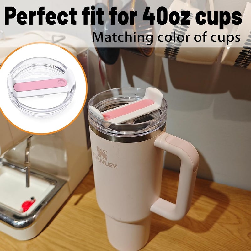 Fabenyok 40 OZ Tumbler Lid Replacement Fit for Stanley Cup, 2 Pack Clear Replacement Lids Fit for Stanley Travel Tumbler, Spill Proof Tumbler Covers for Stanley Cup Accessories (Clear - Pink) - Image 5