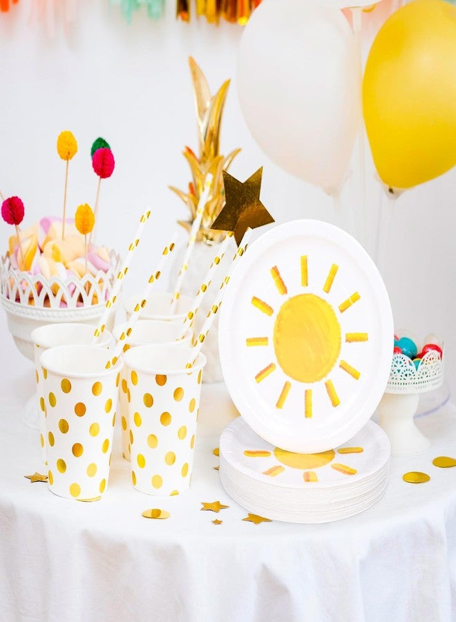 Whaline صحون ورقية بوهو شمسية 40 قطعة من واهلين - أول رحلة حول الشمس - صحون قابلة للتصرف - أدوات مائدة لحفلة عيد الميلاد وحفلة استقبال المولود الصيفية، 9 بوصة - Image 5