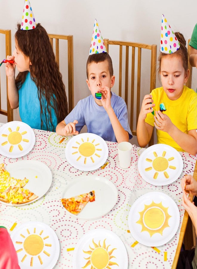 Whaline صحون ورقية بوهو شمسية 40 قطعة من واهلين - أول رحلة حول الشمس - صحون قابلة للتصرف - أدوات مائدة لحفلة عيد الميلاد وحفلة استقبال المولود الصيفية، 9 بوصة - Image 4