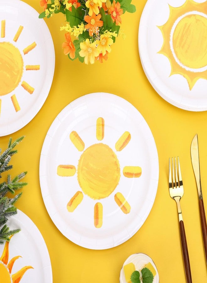 Whaline صحون ورقية بوهو شمسية 40 قطعة من واهلين - أول رحلة حول الشمس - صحون قابلة للتصرف - أدوات مائدة لحفلة عيد الميلاد وحفلة استقبال المولود الصيفية، 9 بوصة - Image 3