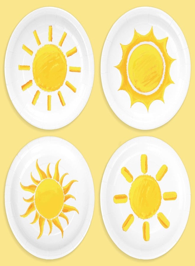Whaline صحون ورقية بوهو شمسية 40 قطعة من واهلين - أول رحلة حول الشمس - صحون قابلة للتصرف - أدوات مائدة لحفلة عيد الميلاد وحفلة استقبال المولود الصيفية، 9 بوصة - Image 1