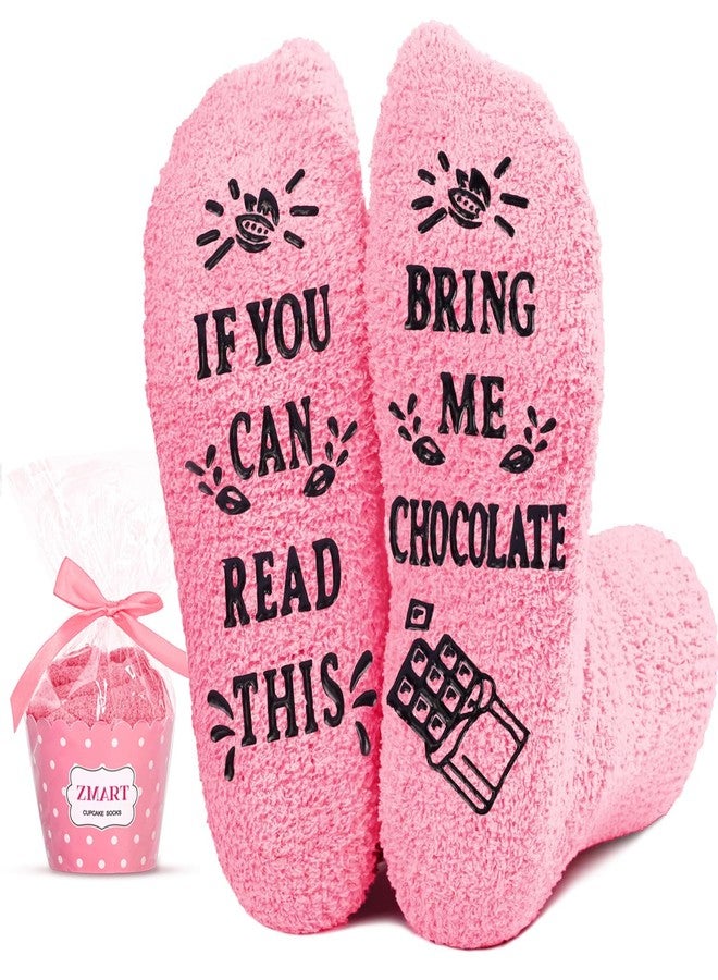 Zmart Funny Fuzzy Socks - Chocolate Gifts for Women, Chocolate Cuocake Socks, if You Can Read This, Cute Stocking Stuffers - Image 1