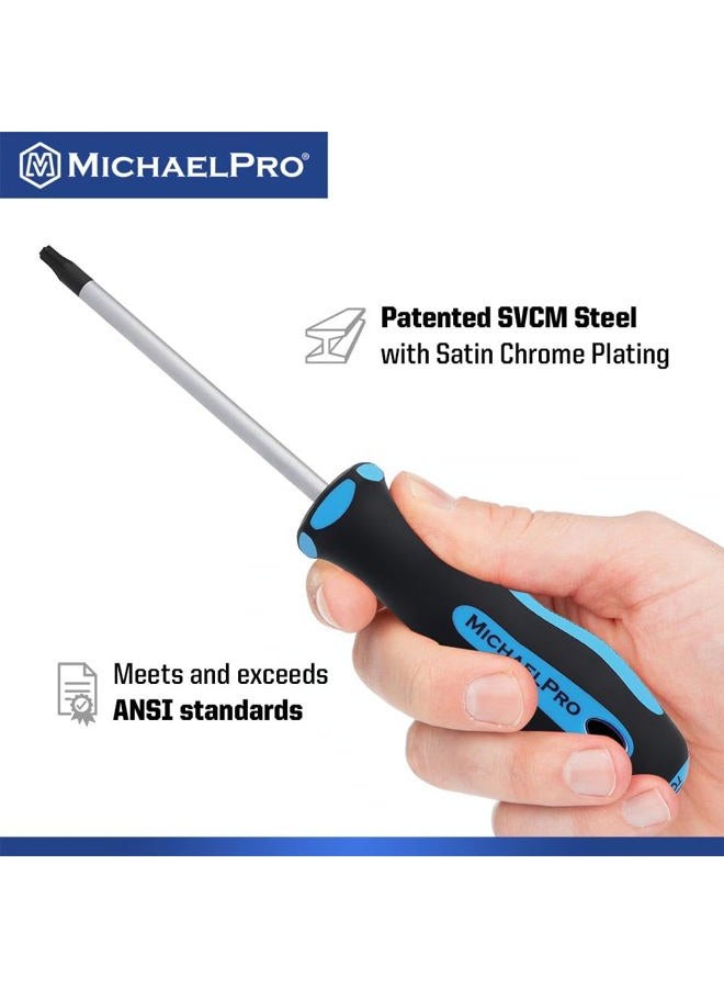 MichaelPro 7Pc Torx Screwdriver Set with Ergonomic Dual Material Grip Handle | T10, T15, T20, T25, T27, T30, T40, Magnetic Tips | MP002010 - Image 3