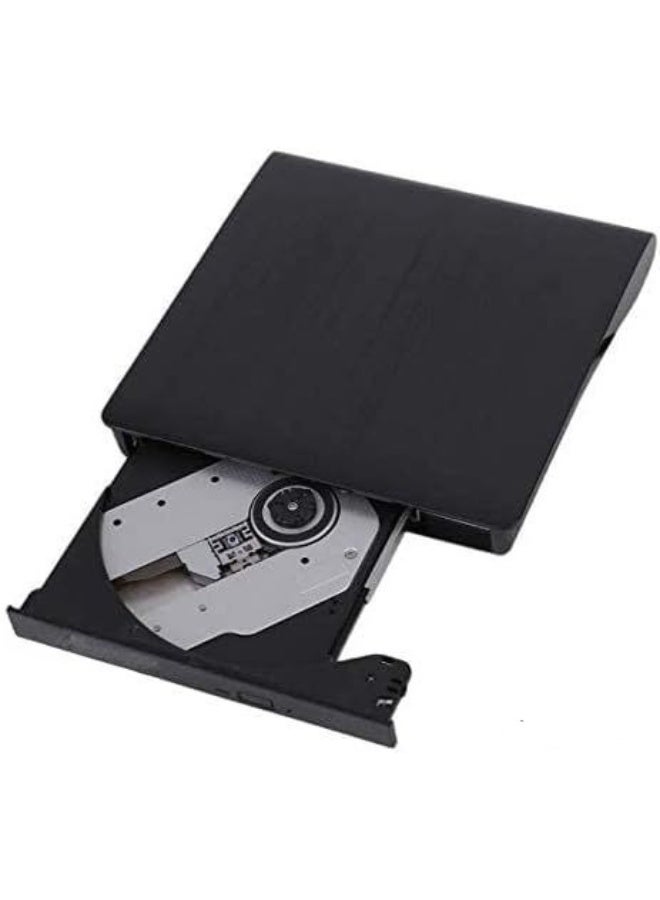 Slim External USB 2.0 CD/DVD-RW Drive – Portable CD/DVD Reader and Writer for Laptop and Desktop – Black - Image 2