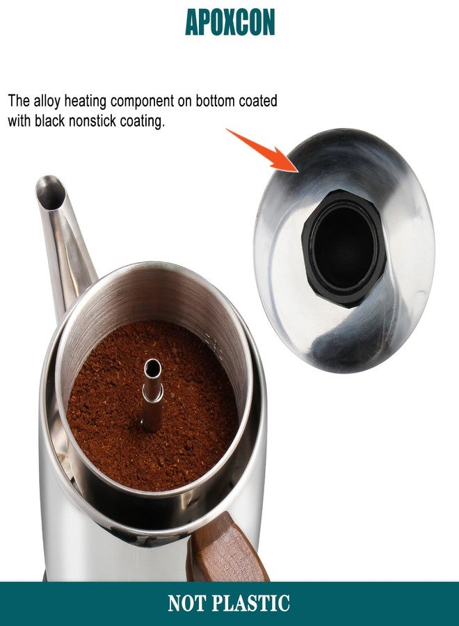 APOXCON Electric Coffee Percolator Stainless Steel Coffee Pot with Two Tough Glass Clear Brew Progress Knob & Treated Solid Wood Handle & On/OFF Switch Auto Keep Warm Cordless Serve (8 Cup) - Image 5