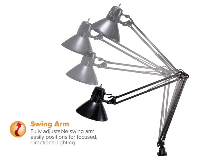 Bostitch Office VLF100 LED Swing Arm Desk Lamp with Clamp Mount, 36" Reach, Includes LED Bulb,Black - Image 3