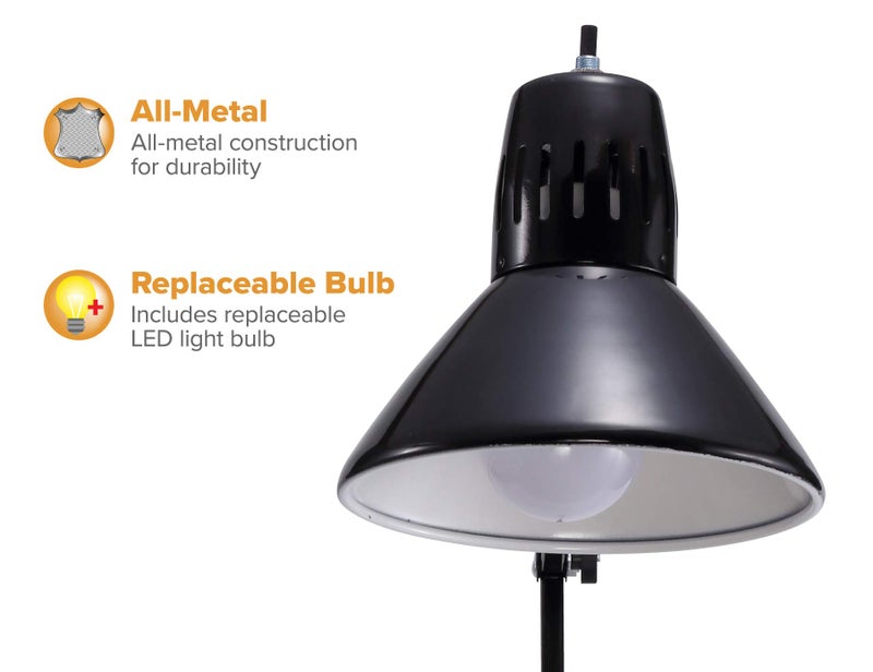 Bostitch Office VLF100 LED Swing Arm Desk Lamp with Clamp Mount, 36" Reach, Includes LED Bulb,Black - Image 2