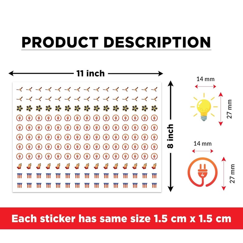 Fliptic ملصقات لوحات المفاتيح متعددة الألوان | ملصق معرف المفاتيح من الفينيل للأجهزة الكهربائية بما في ذلك 27 تصميمًا في المجموع 495 ملصقًا للمفاتيح، ذاتية اللصق (تصميم 3) - Image 4