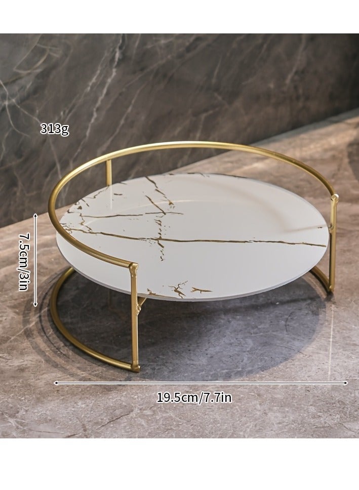 Semi-circular cast iron bathroom organizer with gold frame - Large capacity multi-purpose countertop storage for cosmetics, skin care products, toothbrushes - a must-have for dressing tables and bedrooms  - Image 3