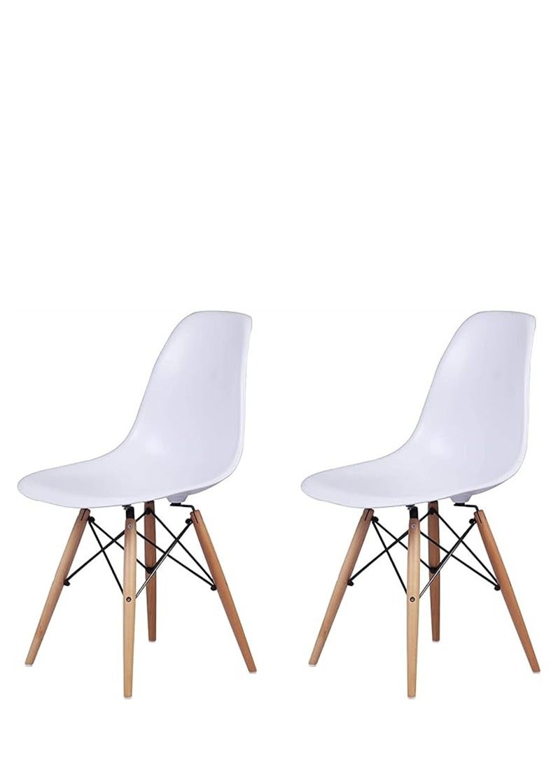 Generic 2 Pack Dining, Kitchen, Office and Living Room Plastic Chair with Wooden Legs White - Image 1