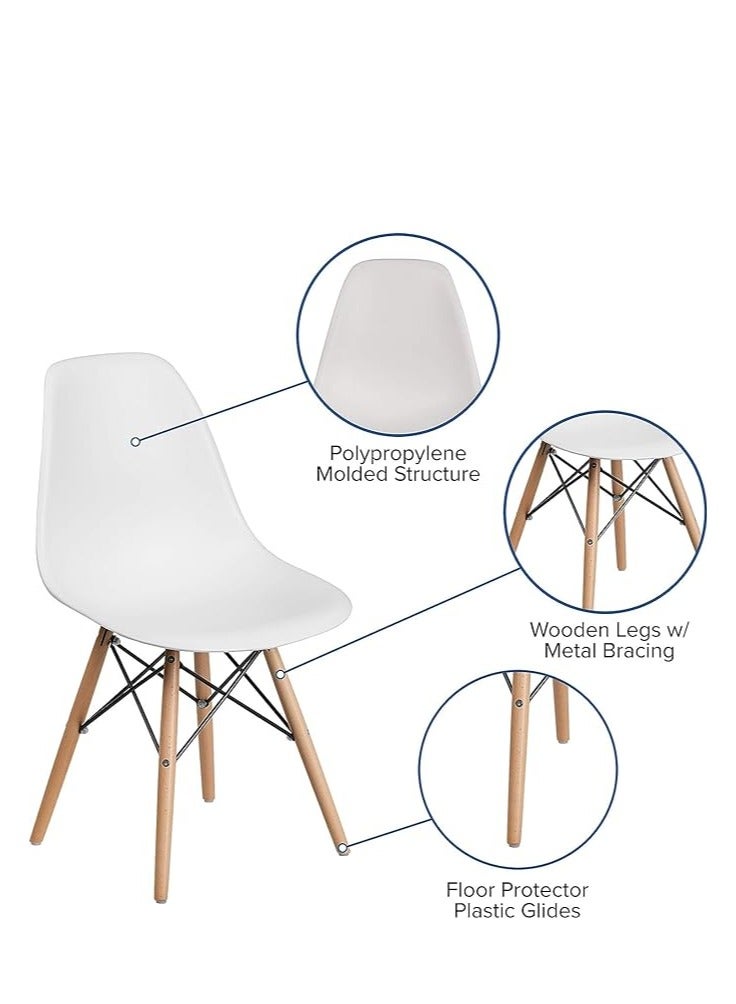 Generic 2 Pack Dining, Kitchen, Office and Living Room Plastic Chair with Wooden Legs White - Image 3