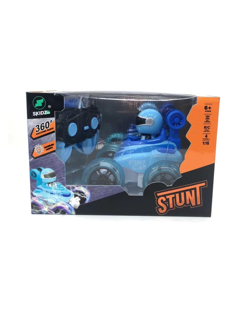 Remote Control Stunt Car for Kids Hobby RC Crawlers, 4WD Stunt Car Double Sided 360 Flips Colorful Lights Electric High Speed Off Road Drift Vehicle with Driver for Boys 8+ (Blue) - Image 1