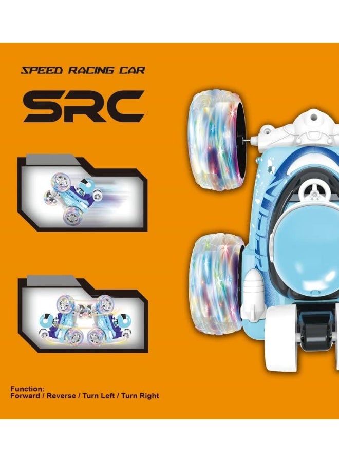 Remote Control Stunt Car for Kids Hobby RC Crawlers, 4WD Stunt Car Double Sided 360 Flips Colorful Lights Electric High Speed Off Road Drift Vehicle with Driver for Boys 8+ (Blue) - Image 2