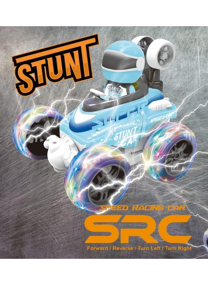 Remote Control Stunt Car for Kids Hobby RC Crawlers, 4WD Stunt Car Double Sided 360 Flips Colorful Lights Electric High Speed Off Road Drift Vehicle with Driver for Boys 8+ (Blue) - Image 4