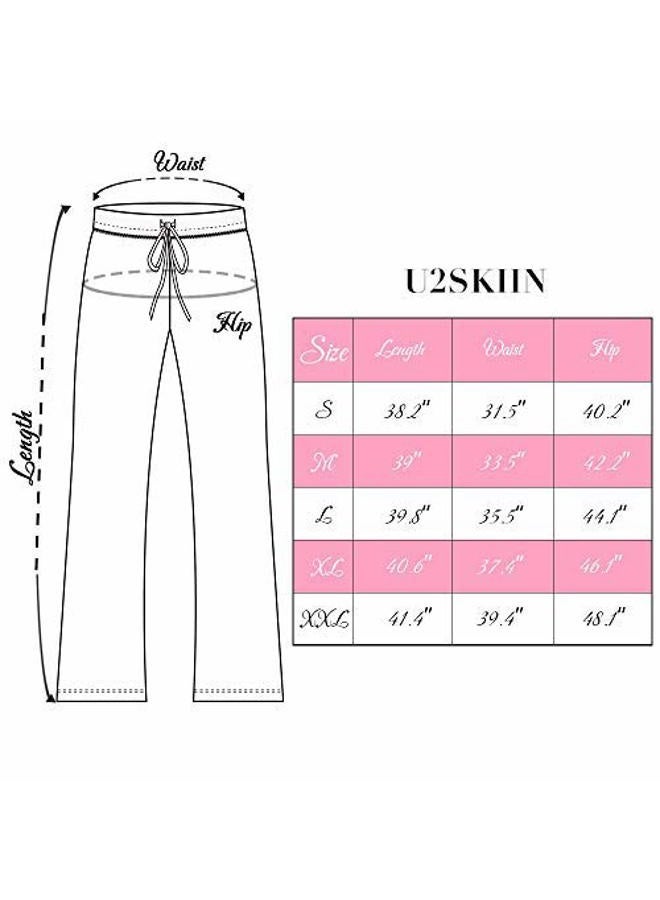 U2SKIIN Womens Cotton Pajama Pants, Comfortable Pant for Lounge, Soft Lightweight Sleep Pj Bottoms for Women(Black/Dark Grey Mel,L) - Image 5