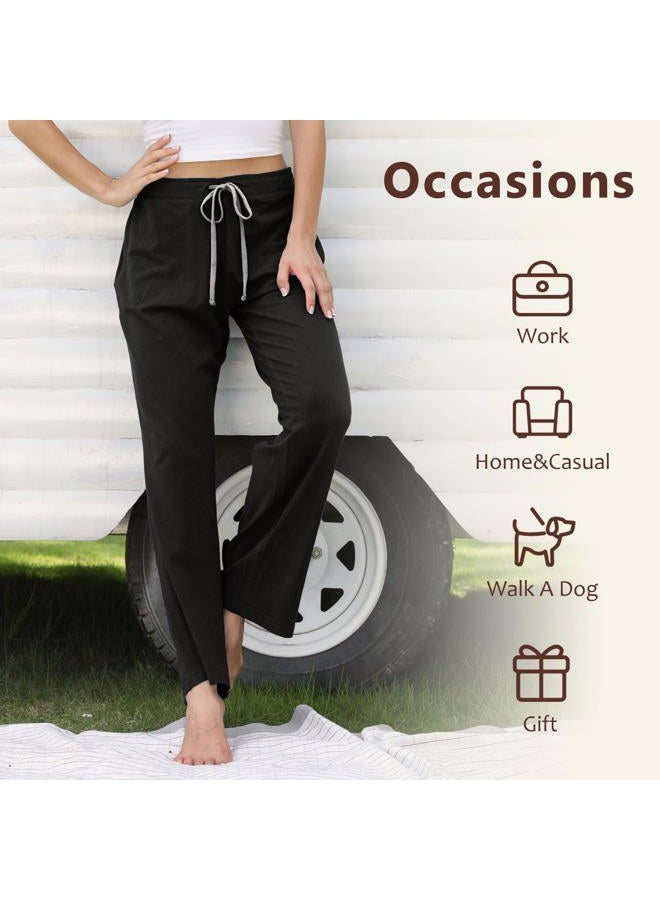 U2SKIIN Womens Cotton Pajama Pants, Comfortable Pant for Lounge, Soft Lightweight Sleep Pj Bottoms for Women(Black/Dark Grey Mel,L) - Image 4