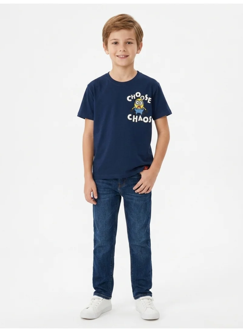 Minions Minions Teen Boys' "Choose Chaos" Graphic T-Shirt, Navy Blue