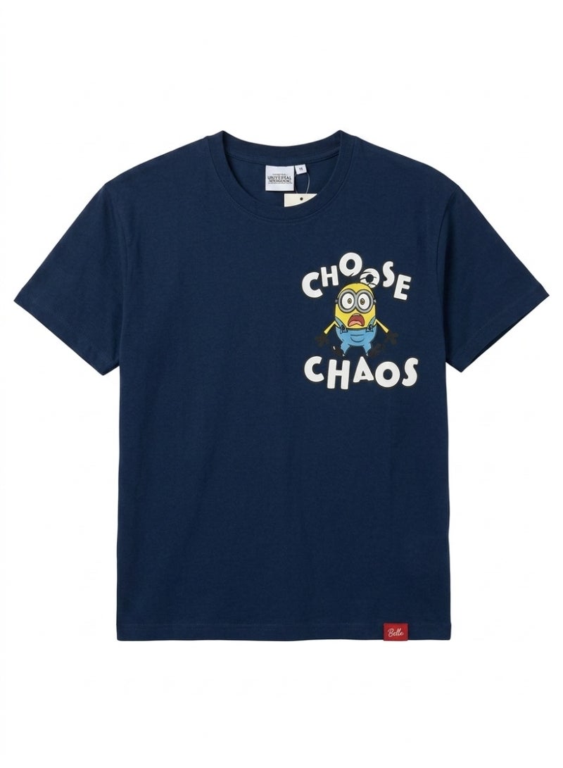 Minions Teen Boys' "Choose Chaos" Graphic T-Shirt, Navy Blue - Image 1