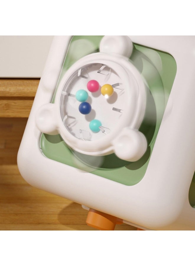 وانغبانغزي Busy Cube، لعبة تعليمية مع مفاتيح دوارة وأزرار منزلقة للأطفال من عمر 24 شهرًا فما فوق، لوحة حسية لتنمية المهارات الحركية الدقيقة، لعبة سفر، خضراء - Image 2