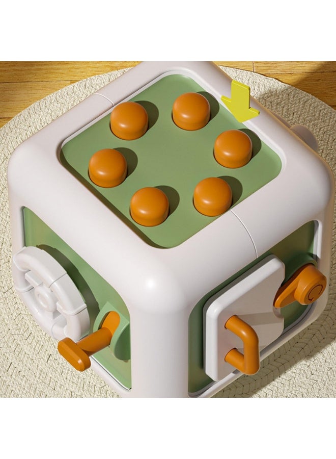 وانغبانغزي Busy Cube، لعبة تعليمية مع مفاتيح دوارة وأزرار منزلقة للأطفال من عمر 24 شهرًا فما فوق، لوحة حسية لتنمية المهارات الحركية الدقيقة، لعبة سفر، خضراء - Image 5