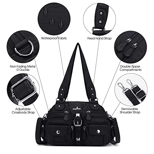 Angel Kiss Hobo Crossbody Purses for Women Shoulder Bag Multipocket Soft Hobo Purses Removable Strap Leather Handbags - Image 5