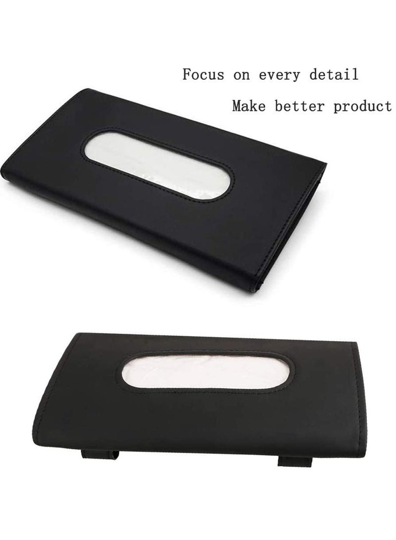 KASTWAVE Car Visor Tissue Holder Black Beige Paper Dispenser PU Leather Napkin Cover Vehicle Accessories Pocket Organizer Pouch Hanging Box Durable Storage - Image 2