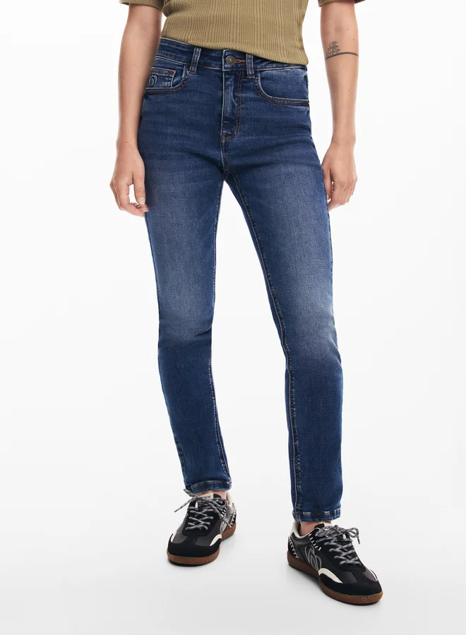 DESIGUAL Straight Jeans With Plain Pockets