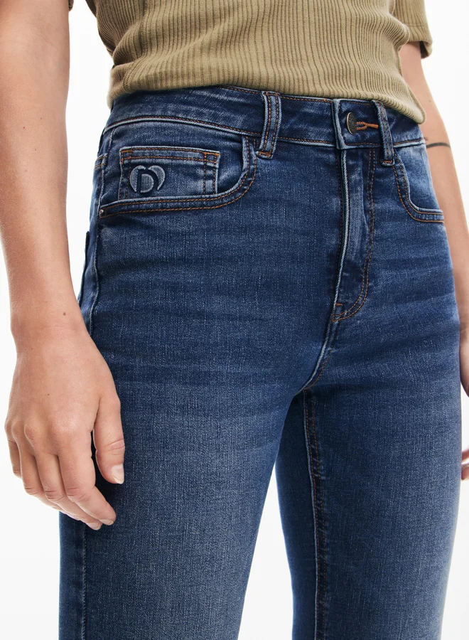 DESIGUAL Straight Jeans With Plain Pockets