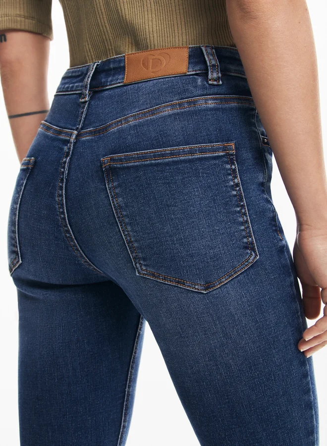 DESIGUAL Straight Jeans With Plain Pockets