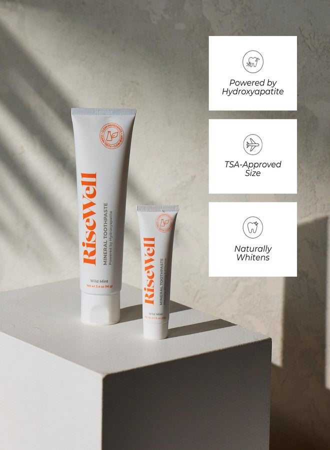 RiseWell Travel Mineral Toothpaste - TSA Approved - Natural, Hydroxyapatite Dental Care, SLS Free Travel Size Toothpaste, Enamel Repair for Stronger, Healthier Teeth (Wild Mint, Made in the USA - Image 2